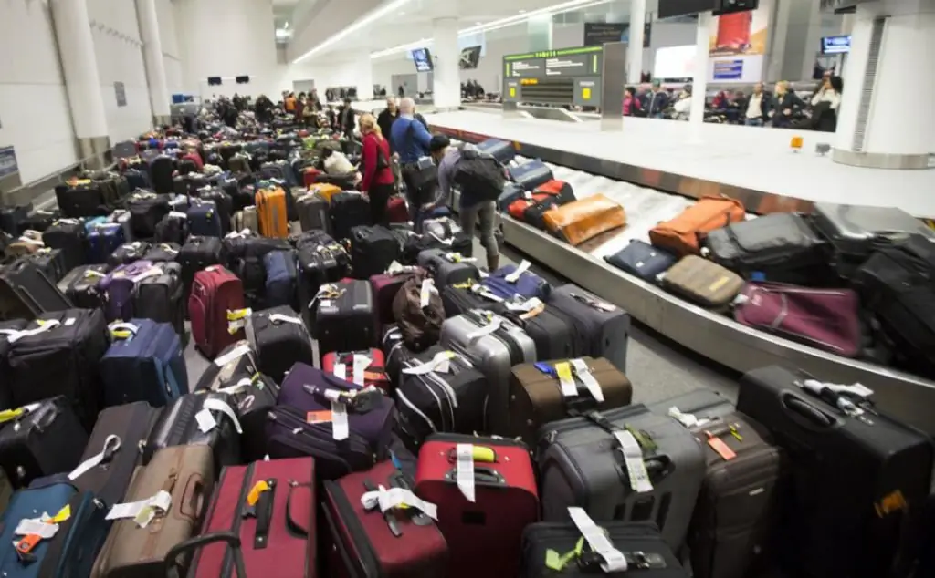 Arrivals hall with luggage